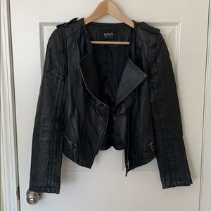ONLY Leather Jacket Black Close to US Size: 2 to 4